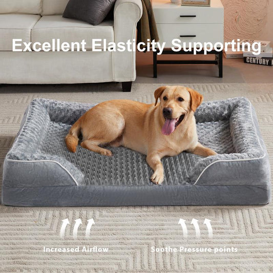 Sofa Dog Bed - Ultra Comfortable Dog Beds for Medium Dogs - Breathable & Waterproof Pet Bed- Egg Foam Sofa Bed with Extra Head and Neck Support - Removable Washable Cover & Nonslip Bottom