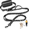 Hands-Free Dog Leash with Zipper Pouch–Retractable Bungee Waist Leash with Dual Padded Handles and Fanny Pack for Training, Walking, Running, and Hiking with Medium to Large Dogs