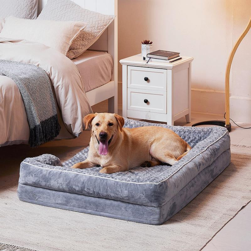Sofa Dog Bed - Ultra Comfortable Dog Beds for Medium Dogs - Breathable & Waterproof Pet Bed- Egg Foam Sofa Bed with Extra Head and Neck Support - Removable Washable Cover & Nonslip Bottom