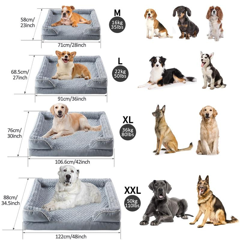 Sofa Dog Bed - Ultra Comfortable Dog Beds for Medium Dogs - Breathable & Waterproof Pet Bed- Egg Foam Sofa Bed with Extra Head and Neck Support - Removable Washable Cover & Nonslip Bottom