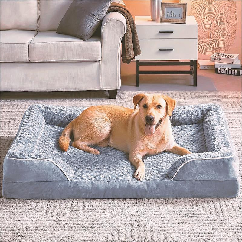 Sofa Dog Bed - Ultra Comfortable Dog Beds for Medium Dogs - Breathable & Waterproof Pet Bed- Egg Foam Sofa Bed with Extra Head and Neck Support - Removable Washable Cover & Nonslip Bottom