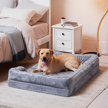 Sofa Dog Bed - Ultra Comfortable Dog Beds for Medium Dogs - Breathable & Waterproof Pet Bed- Egg Foam Sofa Bed with Extra Head and Neck Support - Removable Washable Cover & Nonslip Bottom