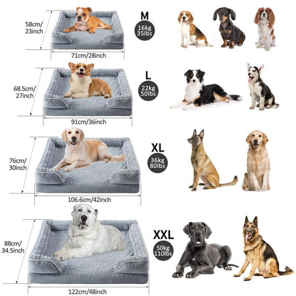 Sofa Dog Bed - Ultra Comfortable Dog Beds for Medium Dogs - Breathable & Waterproof Pet Bed- Egg Foam Sofa Bed with Extra Head and Neck Support - Removable Washable Cover & Nonslip Bottom